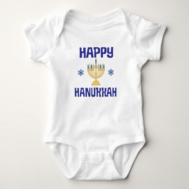 Body Para Bebê Feliz Festival Hanukkah Das Luzes Menorah (Frente)