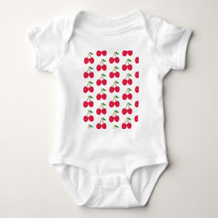 Body Para Bebê Feliz Fruta Cereja Kawaii Sorridente