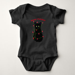 Body Para Bebê Feliz gato Semáforo vermelho-de-natal