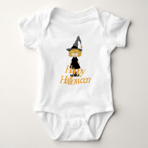 Body Para Bebê Feliz Halloween Design 1, bruxa loura e bonita