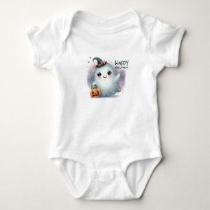 Body Para Bebê Feliz Halloween Ghost e Pumpkin