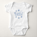 Body Para Bebê Feliz Hanukkah, azul, branco e bonito<br><div class="desc">Feliz Hanukkah,  costume bonitinho. Feliz Hanukkah,  Feliz Chanukah,  Hanukkah Sameach!,  Chag Sameach!,  Chag Urim Sameach! Azul e branco</div>