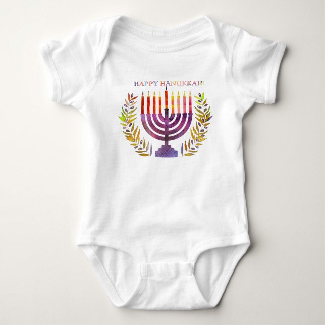 Body Para Bebê Feliz Hanukkah Bebê Bodô (Frente)