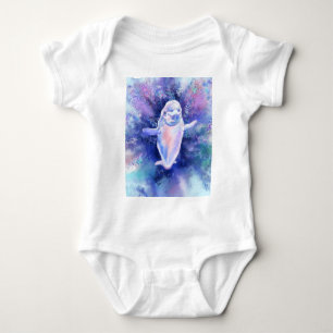 Body Para Bebê Feliz Nadação de Baleia Beluga - Pintura - Sorri