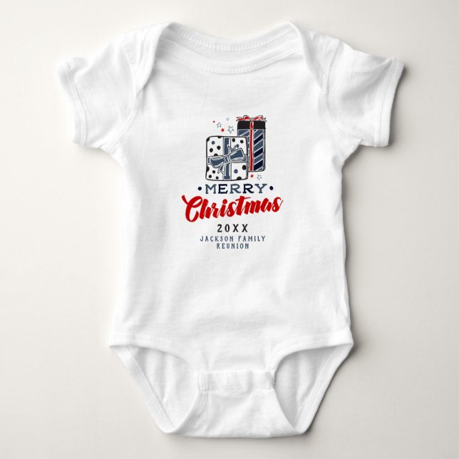 Body Para Bebê Feliz Natal Apresenta Texto Personalizado Vermelho (Frente)