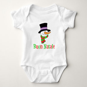 Body Para Bebê Feliz Natal Boneco de Neve Italiano Crianças