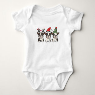 Body Para Bebê Feliz Natal - Boston Terrier Dogs