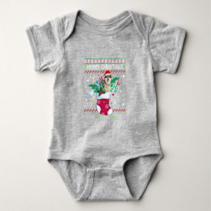 Body Para Bebê Feliz Natal Cachorro Siberiano Chocado Engraçado