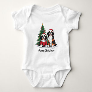 Body Para Bebê Feliz Natal Cães de Montanha Berneses