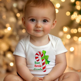 Body Para Bebê Feliz Natal Candy Cane - Italiano Boas Festas