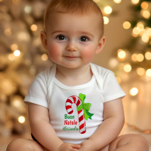 Body Para Bebê Feliz Natal Candy Cane - Italiano Boas Festas