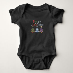 Body Para Bebê Feliz Natal Cruz Árvore de Natal Retro