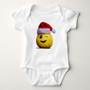 Body Para Bebê Feliz Natal Emoji Piscar os olhos Papai noel Sorri