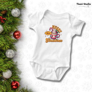 Body Para Bebê Feliz Natal Família de Mug de Chocolate Quente Bon