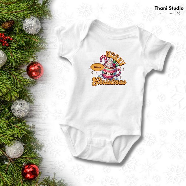 Body Para Bebê Feliz Natal Família de Mug de Chocolate Quente Bon (Criador carregado)