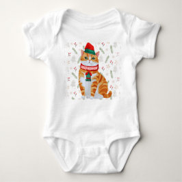 Body Para Bebê Feliz Natal Feliz Fato de Gato - Design único
