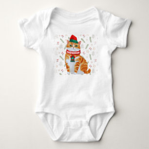 Body Para Bebê Feliz Natal Feliz Fato de Gato - Design único