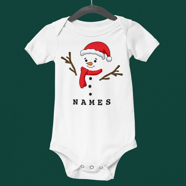Body Para Bebê Feliz Natal Festivo Festivo, Snowman (Personalized Christmas Festive Funny Snowman Baby Bodysuit)
