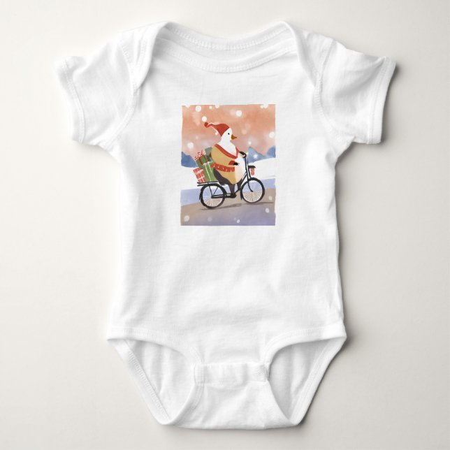 Body Para Bebê Feliz natal ganso (Frente)