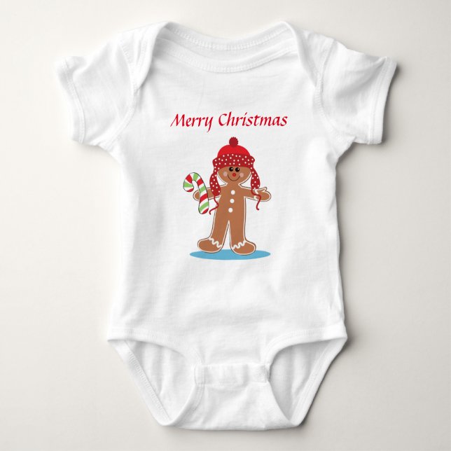 Body Para Bebê Feliz Natal Gingerbird (Frente)