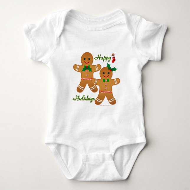 Body Para Bebê Feliz Natal Gingercake Man Boy (Frente)