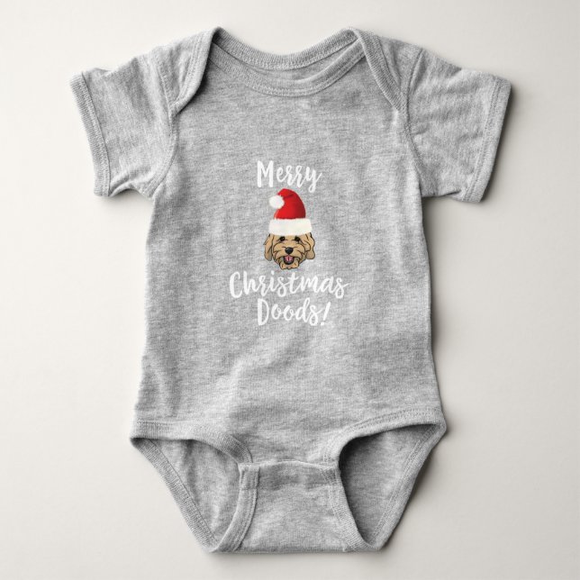 Body Para Bebê Feliz Natal Goldendoodle Doodle Engraçado Ouro Doo (Frente)