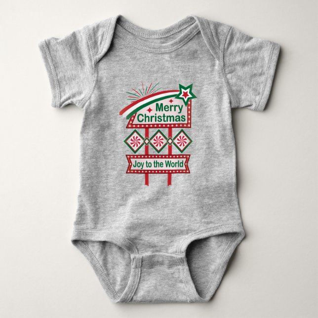 Body Para Bebê Feliz Natal - Marquee Retro - Alegria ao Mundo (Frente)