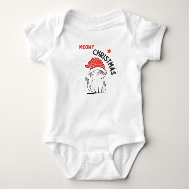 Body Para Bebê Feliz Natal Meowy  (Frente)