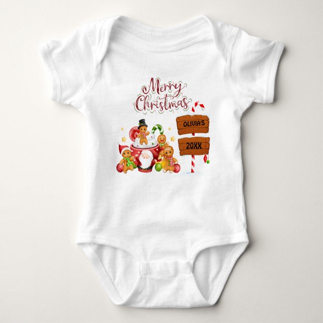 Body Para Bebê Feliz Natal | Papai Noel Diz Personalizado (Frente)