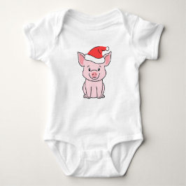 Body Para Bebê Feliz Natal Piggie com Papai Noel