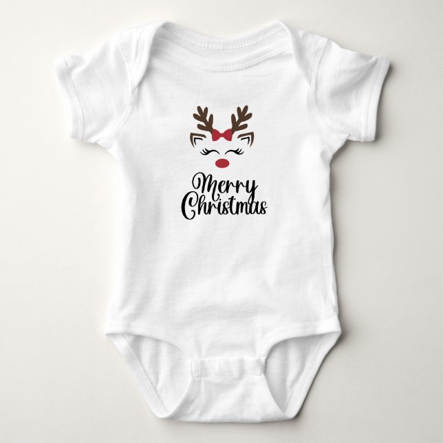 Body Para Bebê Feliz Natal, presente de Natal, presente de chá de (Frente)