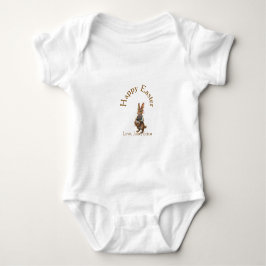Body Para Bebê Feliz Páscoa coelho marrom com ovos amor adicione
