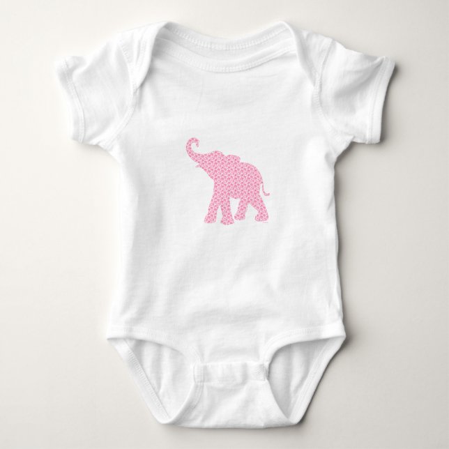 Body Para Bebê Feliz Pink Elephant-Art Pattern Cute (Frente)