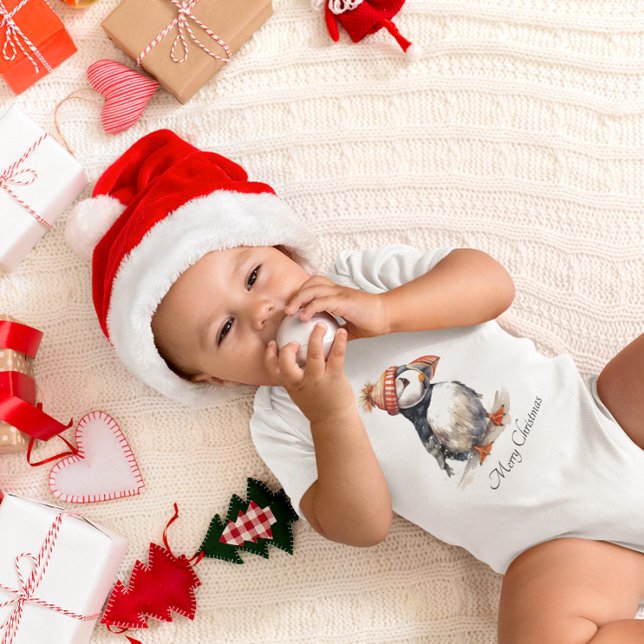 Body Para Bebê Feliz Puffin, personalizado (Criador carregado)