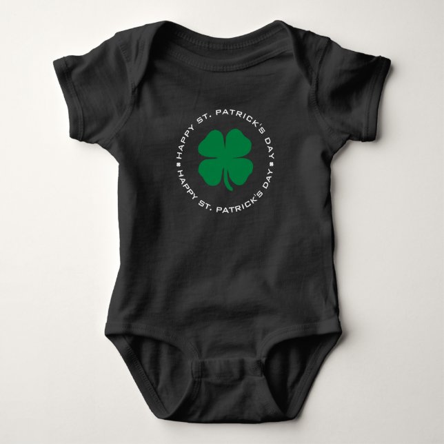 Body Para Bebê Feliz Rua do Dia de Patrick Shamrock Lucky Charm (Frente)