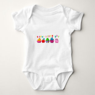 Body Para Bebê Felizes Cupcakes de aniversário