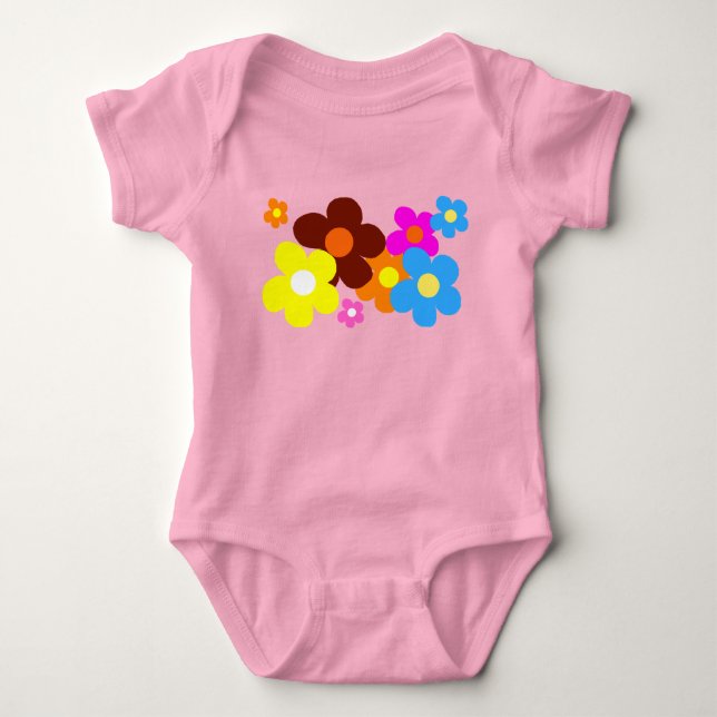Body Para Bebê Felizes Flores Pastel Rosa (Frente)