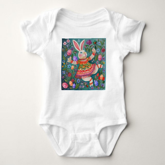 Body Para Bebê Felz pascoa Bunny Dance (Frente)