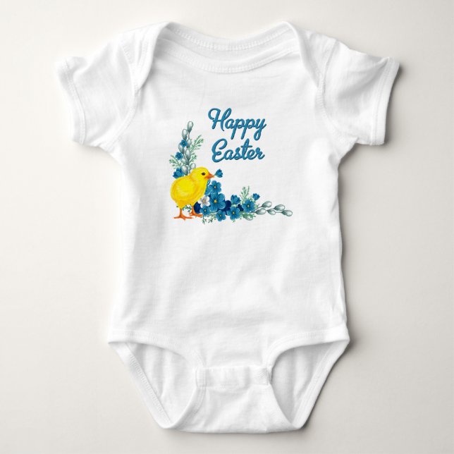 Body Para Bebê Felz pascoa Com Pintinho De Bebê (Frente)