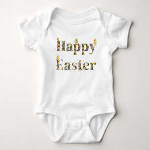 Body Para Bebê Felz pascoa Texto decorativo Pintinhos para bebês