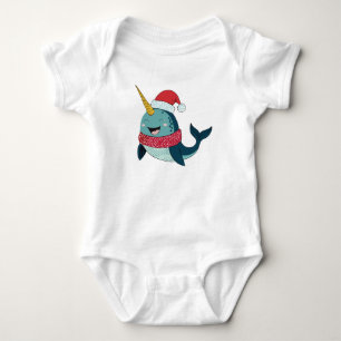 Body Para Bebê Feriado de Natal Narwhal papais noeis