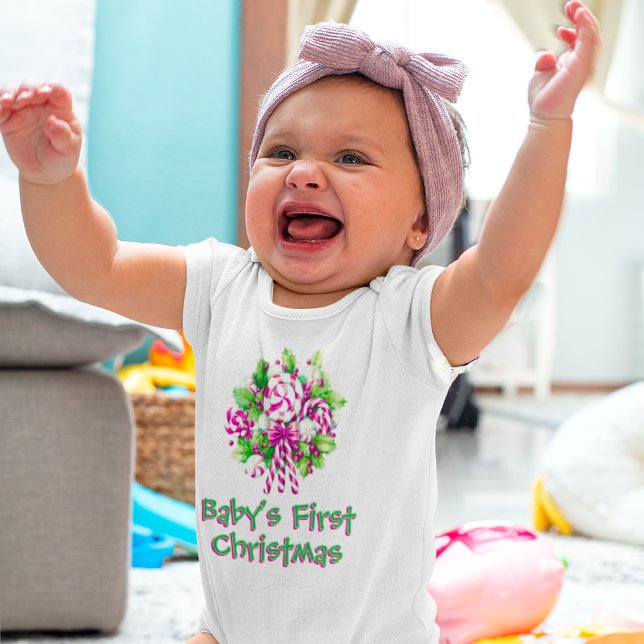 Body Para Bebê Feriado de Natal Personalizado do Bebê (Personalize with Baby's name!)