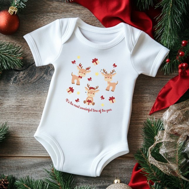 Body Para Bebê Feriados de Natal em Reindeer Cute Modernos (Criador carregado)
