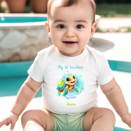 Body Para Bebê Férias de Verão de Tartaruga Fresca Personalizada