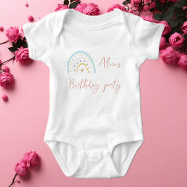Body Para Bebê Festa de aniversário arco-íris rosa pastel azul