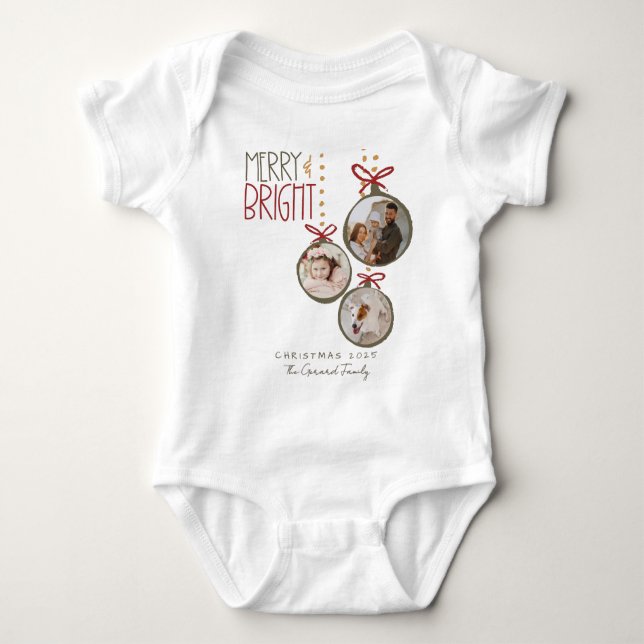 Body Para Bebê Festa de Natal da Família de Fotos 2025 Xmas (Frente)