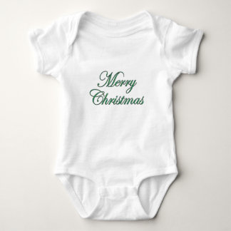 Body Para Bebê Festive Merry Christmas Script in Green Glitter