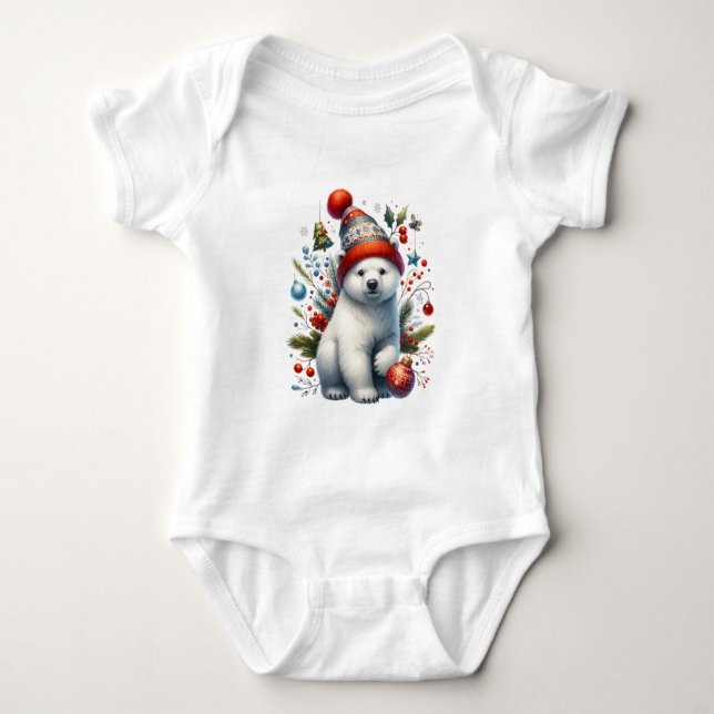 Body Para Bebê Festive Polar Cub (Frente)