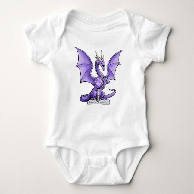 Body Para Bebê Fevereiro - Dragão Birthstone - Ametist (Frente)