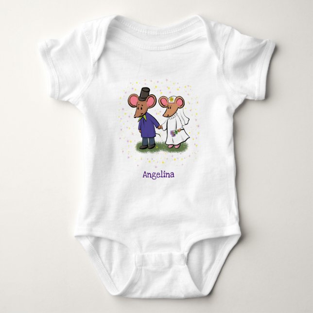 Body Para Bebê Figura de desenho animado do casal do mouse (Frente)